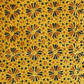 Pure Cotton Hand Block Ajrakh Printed Fabric - Floral Geometrical - Mustard Yellow